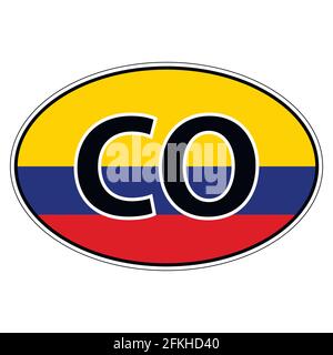 Sticker on car, flag Republic Colombia Stock Vector