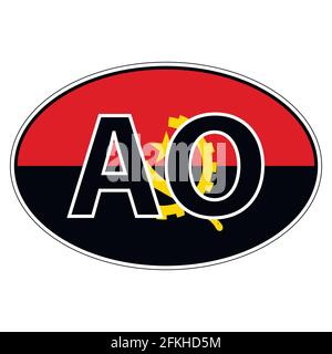 Sticker on car, flag Angola Stock Vector