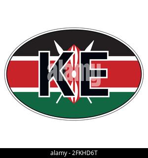 Sticker on car, flag Republic Kenya Stock Vector