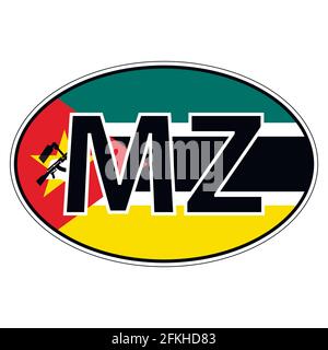 Sticker on car, flag Republic Mozambique Stock Vector