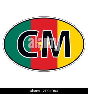 Sticker on car, flag Republic Cameroon Stock Vector