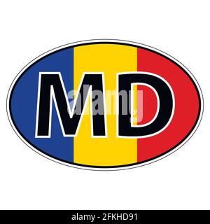 Sticker on car, flag Moldavia, Moldova Stock Vector
