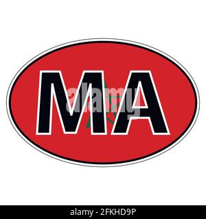 Sticker on car, flag Kingdom Morocco Stock Vector