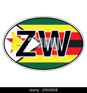Sticker on car, flag Zimbabwe Stock Vector