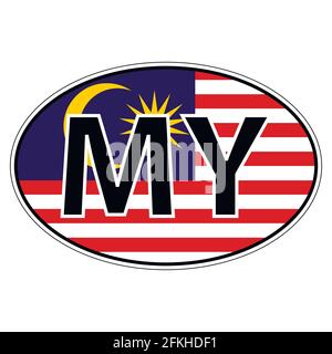 Sticker on car, flag Malaysia Stock Vector