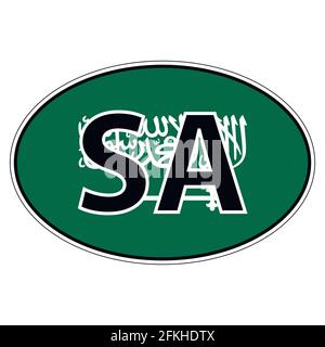 Sticker on car, flag Kingdom Saudi Arabia Stock Vector