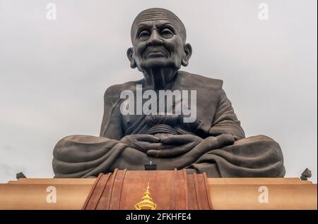 Statue of Luang Phor Thuad in Wat Huay Mongkol temple of Thap Tai, Hua Hin, Thailand Stock Photo