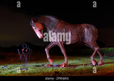 War Horse & Tommy Silhouettes Stock Photo