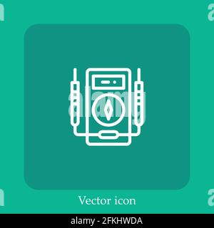 voltmeter vector icon linear icon.Line with Editable stroke Stock Vector
