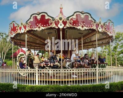 A vintage carousel ride at Celebration City Theme Park in Branson