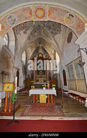Austria, inside of the parish church of Margarethen am Moos, surrounded by a Romanesque charnel house from 1233, a former monastery Stock Photo