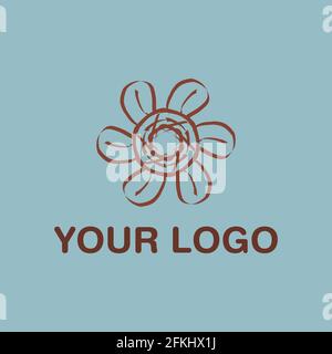 Cool Brown Flower Vector Logo Design EPS10 Stock Vector