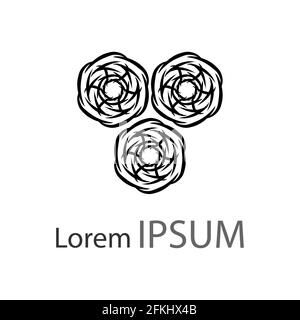 Unique Three Spiral Object Logo Design Isolated on White Stock Vector