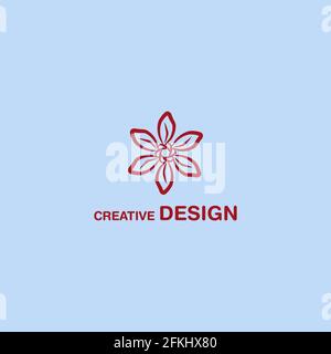 Ruby Red Flower Logo Abstract Creative Design Vector Art EPS10 Stock Vector