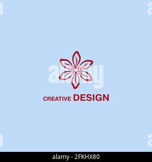 Ruby Red Flower Logo Abstract Creative Design Vector Art EPS10 Stock Vector