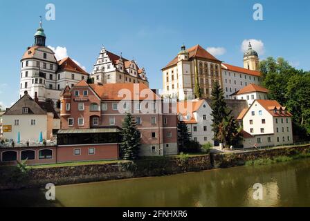 Neuburg, Germany - July 03, 2005: Castle in medieval town Neuburg on Danube river in Bavaria Stock Photo