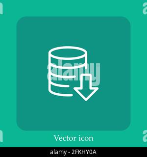 downloading data vector icon linear icon.Line with Editable stroke Stock Vector