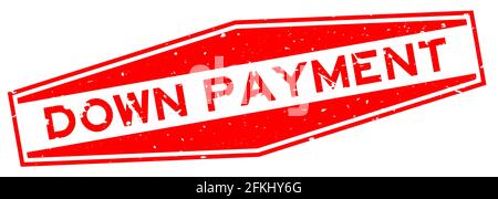 Grunge red down payment word hexagon rubber seal stamp on white background Stock Vector