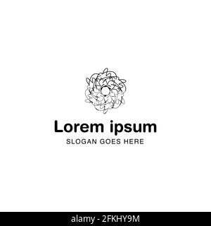 Hand Drawn Flower Logo Design Art Vector EPS10 Stock Vector