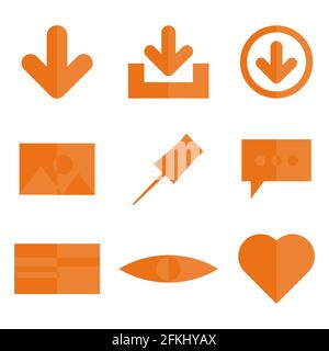 Abstract Orange Basic Icon Vector Design Set Stock Vector