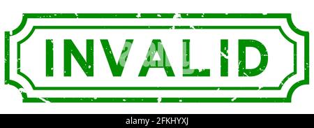 Grunge green invalid word rubber business seal stamp on white background Stock Vector
