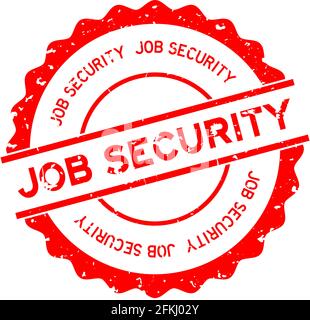 Grunge red job security word round rubber seal stamp on white background Stock Vector