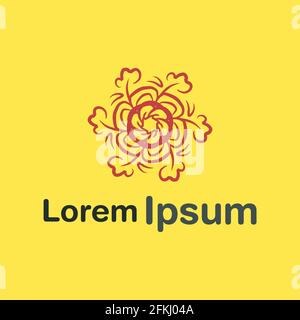 Spiral Red Flower Abstract Logo Isolated on Yellow Stock Vector
