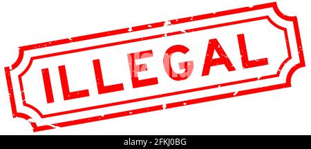 Grunge red illegal word square rubber seal stamp on white background Stock Vector
