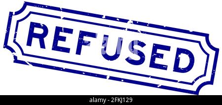 Grunge blue refused word rubber business seal stamp on white background Stock Vector