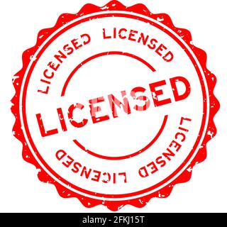 Grunge red licensed word round rubber seal stamp on white background Stock Vector