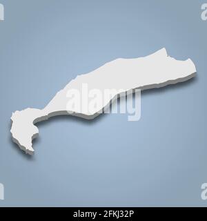 3d isometric map of Kos is an island in Dodecanese archipelago, Greece, isolated vector illustration Stock Vector