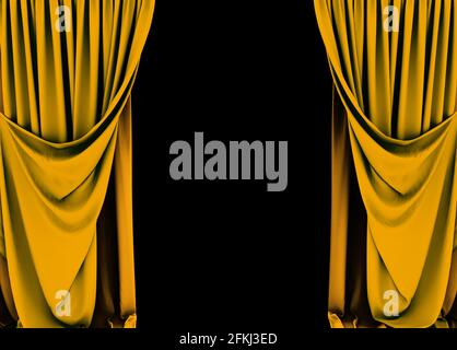 Yellow curtain, red curtain background, theater Stock Photo