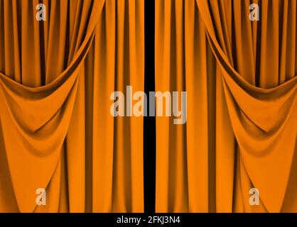 Yellow curtain, red curtain background, theater Stock Photo