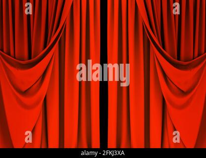 Red curtain, red curtain background, theater Stock Photo