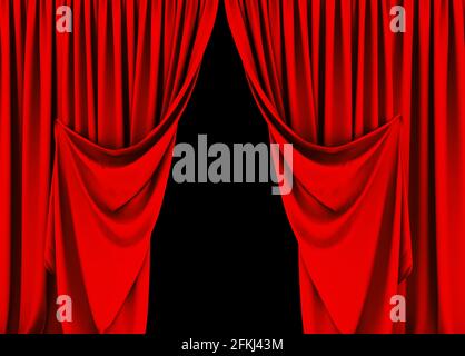 Red curtain, red curtain background, theater Stock Photo