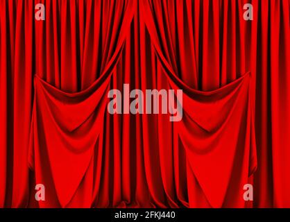 Red curtain, red curtain background, theater Stock Photo