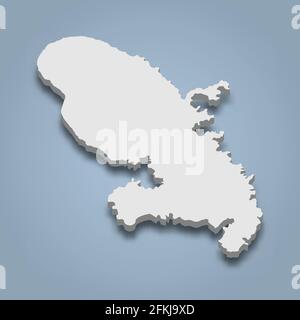 3d isometric map of Martinique is an island in Caribbean, isolated vector illustration Stock Vector