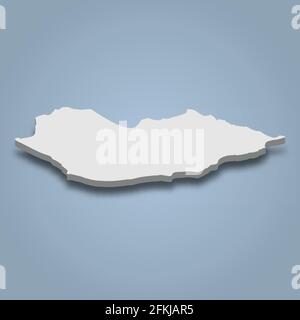 3d isometric map of Yemen isolated with shadow. Paper card style vector ...