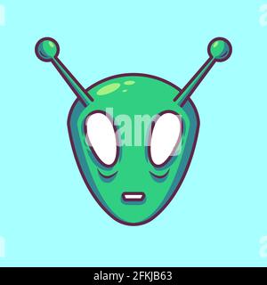 alien cartoon, premium vector illustration Stock Vector