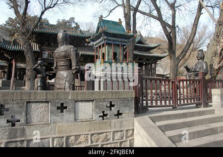 Jinci Temple near Taiyuan, Shanxi, China. The Iron Statues Terrace at Jinci Temple, the most important temple complex in Shanxi Province, China. Stock Photo