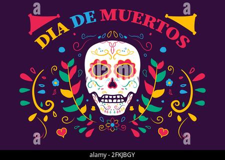 dia de muertos. day of the death. greeting card Stock Vector