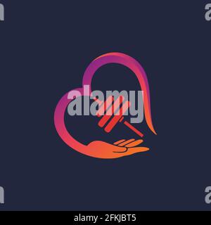 Helping people with fitness dumbbell icon logo design Stock Vector
