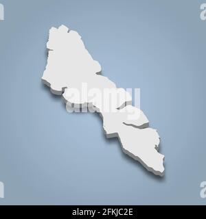 3d isometric map of Streymoy is an island in Faroe Islands, isolated vector illustration Stock Vector