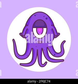 alien cartoon, premium vector illustration Stock Vector