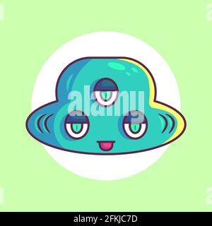 alien cartoon, premium vector illustration Stock Vector