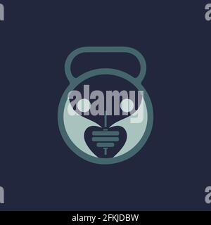 Helping people with fitness dumbbell icon logo design Stock Vector