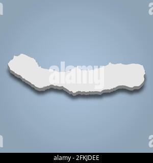 3d isometric map of Sao Miguel is an island in Azores islands, isolaated vector illustration Stock Vector