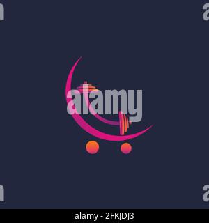 rural property with fitness dumbbell icon logo design Stock Vector