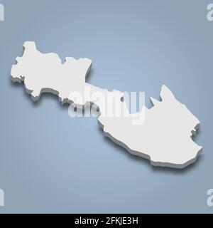 3d isometric map of Sommaroy is an island in Norway, isolated vector illustration Stock Vector