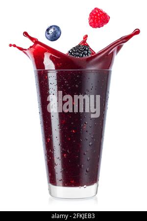 glass of berry smoothie isolated on white Stock Photo